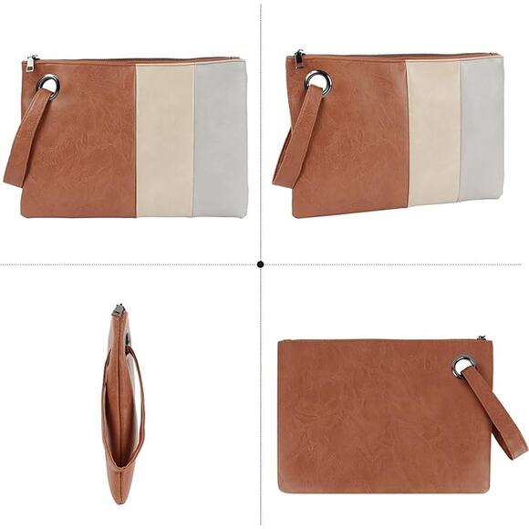 Clutch Bag Purse Envelop Chain Handbag Foldover Pouch Multicolor Wristlet Strap - Picture 6 of 7